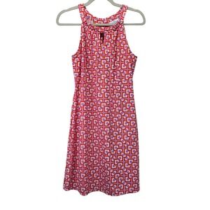 Jude Connally Lisa Halter Dress Sleeveless Keyhole Small Geomtric Retro Beach